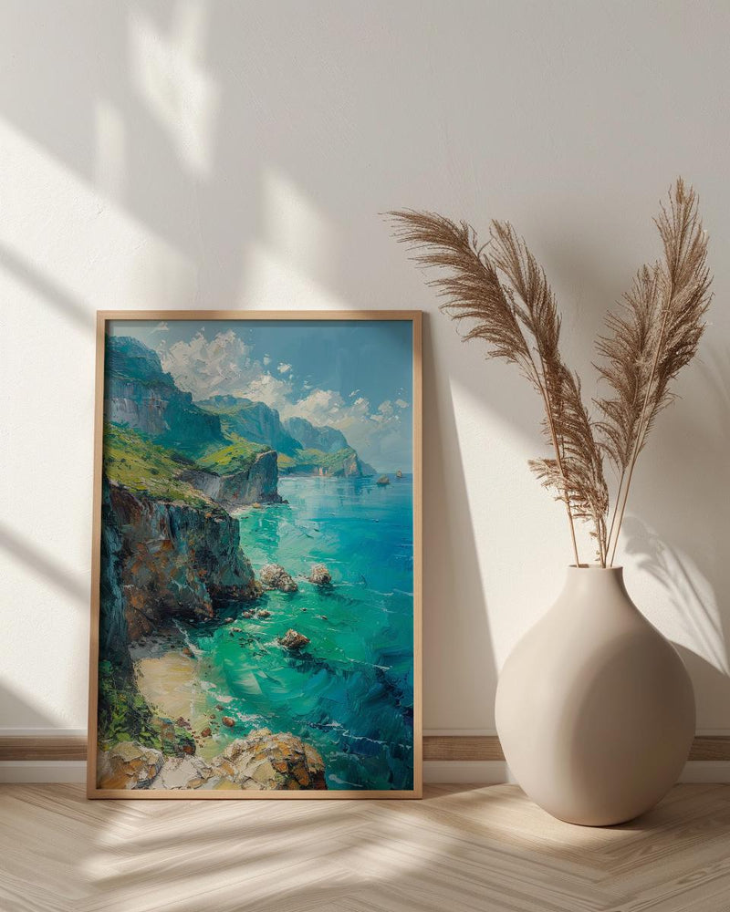 Fernando Noronha Art, Brazil Cliff Decor - Emerald Ocean