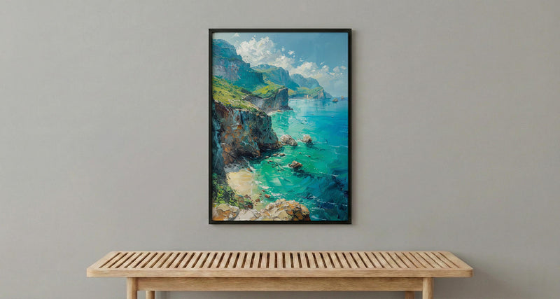 Fernando Noronha Art, Brazil Cliff Decor - Emerald Ocean