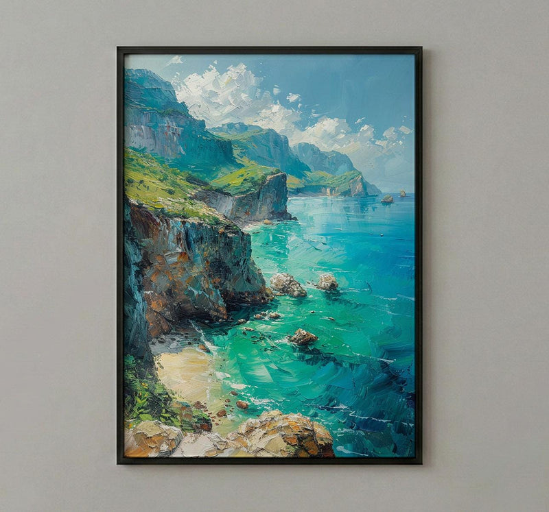 Fernando Noronha Art, Brazil Cliff Decor - Emerald Ocean