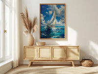 Los Roques Poster, Venezuela Ocean Wall Decor - White Sailboat Art