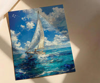 Los Roques Poster, Venezuela Ocean Wall Decor - White Sailboat Art