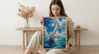 Los Roques Poster, Venezuela Ocean Wall Decor - White Sailboat Art
