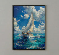 Los Roques Poster, Venezuela Ocean Wall Decor - White Sailboat Art