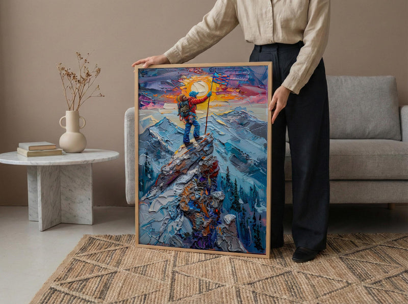 Mountain Climber Wall Art, Patriotic Colorado Decor - Alpine Adventure Print