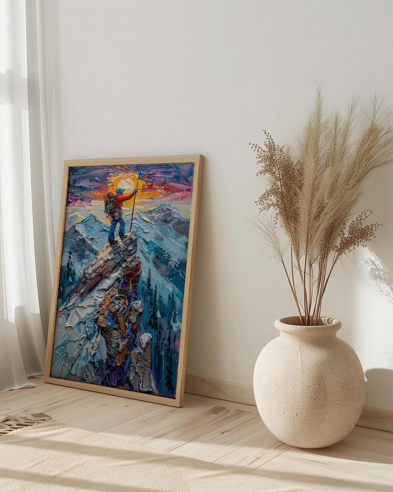 Mountain Climber Wall Art, Patriotic Colorado Decor - Alpine Adventure Print