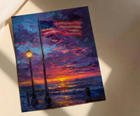 Flag At Half Mast Art Print, Honoring Veterans Decor - Solemn Patriotic Poster