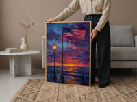 Flag At Half Mast Art Print, Honoring Veterans Decor - Solemn Patriotic Poster
