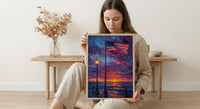 Flag At Half Mast Art Print, Honoring Veterans Decor - Solemn Patriotic Poster