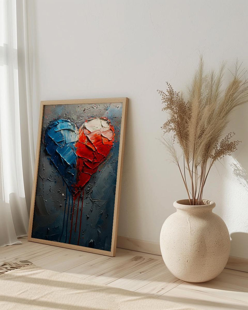 Patriotic Heart Art Print, Abstract Flag Decor - Red White Blue Wall Art