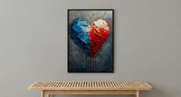 Patriotic Heart Art Print, Abstract Flag Decor - Red White Blue Wall Art