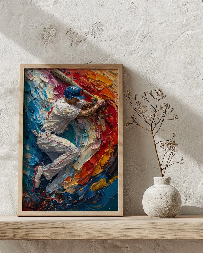 Baseball Player Wall Art, Sports Americana Decor - Patriotic Flag Print