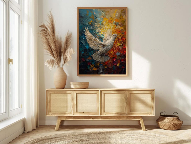 White Dove Liberty Poster, Peaceful Patriotic Decor - Historic Americana Art
