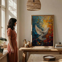 White Dove Liberty Poster, Peaceful Patriotic Decor - Historic Americana Art