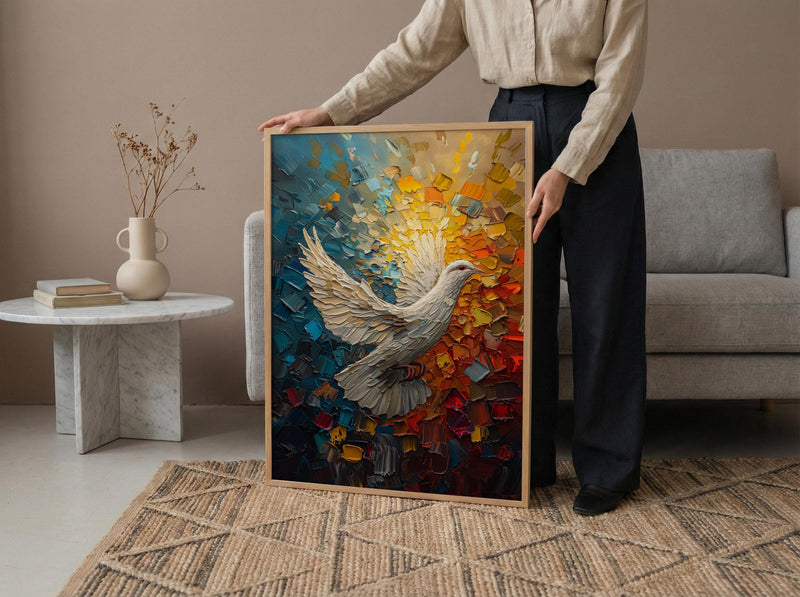 White Dove Liberty Poster, Peaceful Patriotic Decor - Historic Americana Art