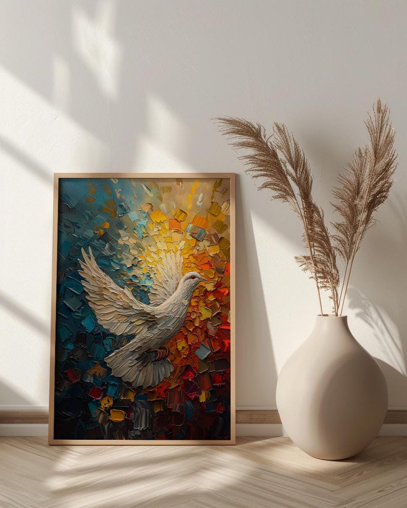 White Dove Liberty Poster, Peaceful Patriotic Decor - Historic Americana Art