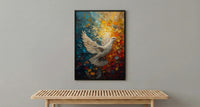 White Dove Liberty Poster, Peaceful Patriotic Decor - Historic Americana Art