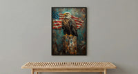 Bald Eagle Portrait Art Print, Rustic Patriotic Decor - Wildlife Americana Poster