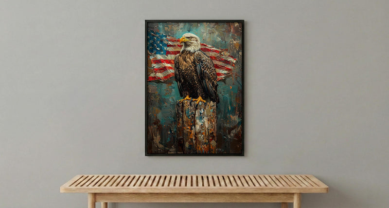 Bald Eagle Portrait Art Print, Rustic Patriotic Decor - Wildlife Americana Poster