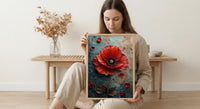Red Poppy Macro Art Print, Floral Patriotic Decor - Texture Botanical Poster