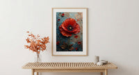 Red Poppy Macro Art Print, Floral Patriotic Decor - Texture Botanical Poster