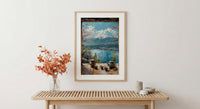 Japan Window Art Print, Mount Fuji Wall Decor - Matcha Tea Zen Landscape