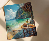 Thailand Window Wall Art, Beach Pad Thai Decor - Ocean Longtail Boat