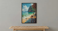 Thailand Window Wall Art, Beach Pad Thai Decor - Ocean Longtail Boat