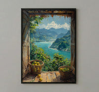 Philippines Window Poster, Chocolate Hills Decor - Tropical Mango Art
