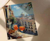 Barcelona Window Art Print, Gaudi Style Decor - Sangria Tapas Landscape