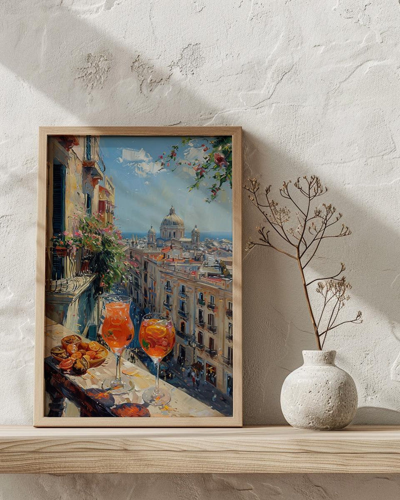 Barcelona Window Art Print, Gaudi Style Decor - Sangria Tapas Landscape