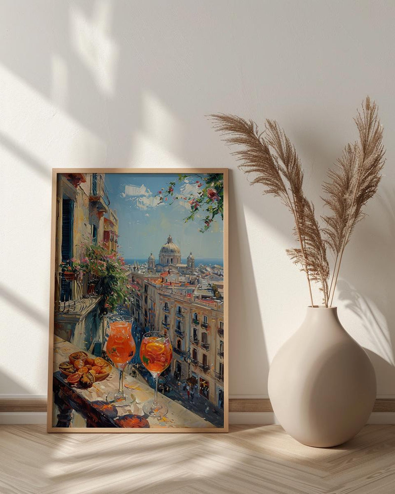 Barcelona Window Art Print, Gaudi Style Decor - Sangria Tapas Landscape