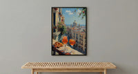 Barcelona Window Art Print, Gaudi Style Decor - Sangria Tapas Landscape