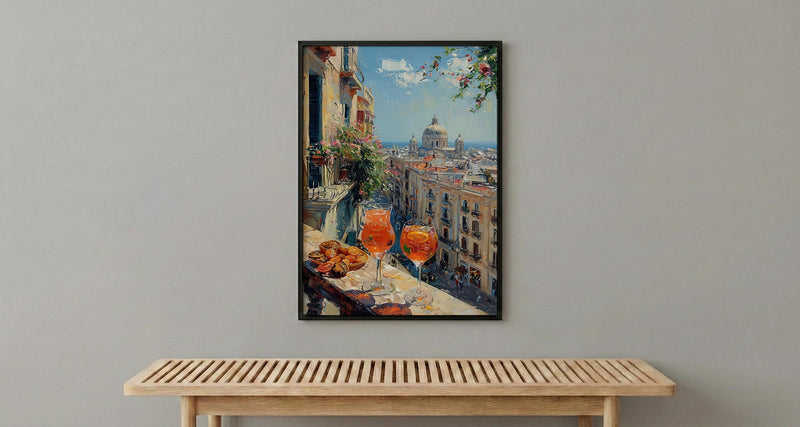 Barcelona Window Art Print, Gaudi Style Decor - Sangria Tapas Landscape