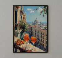 Barcelona Window Art Print, Gaudi Style Decor - Sangria Tapas Landscape