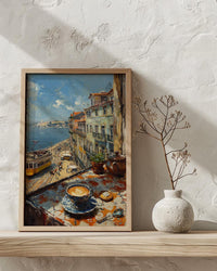 Lisbon Window Art Print, Yellow Tram Decor - Pastel De Nata Landscape