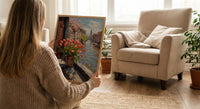 Amsterdam Window Wall Art, Canal House Decor - Red Tulip Spring Landscape