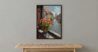 Amsterdam Window Wall Art, Canal House Decor - Red Tulip Spring Landscape