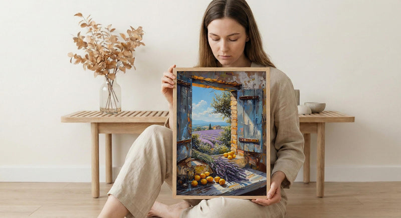Provence Window Art Print, Lavender Decor - French Country Landscape