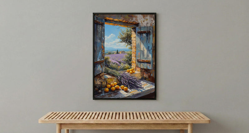 Provence Window Art Print, Lavender Decor - French Country Landscape
