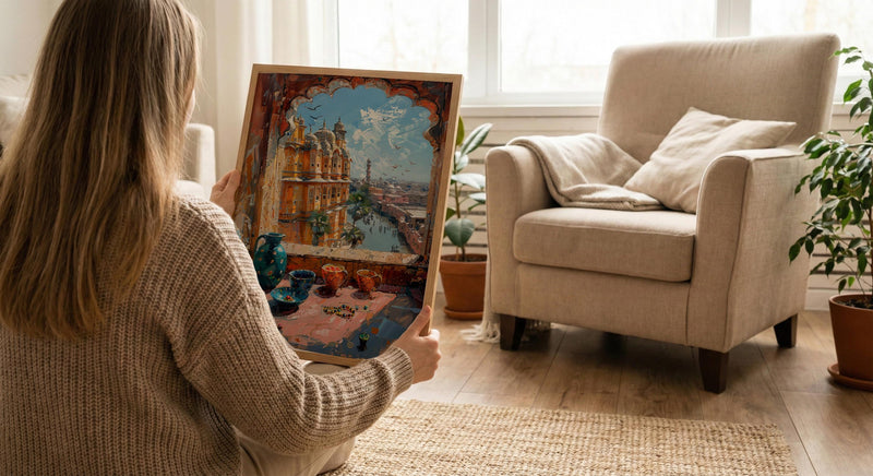 Jaipur Window Wall Art, Hawa Mahal Decor - Pink City Bangles Print