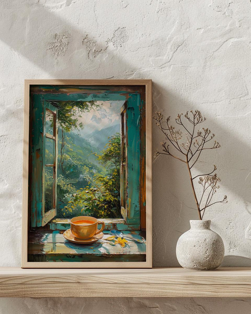 Darjeeling Window Art Print, Tea Garden Decor - Masala Chai Landscape