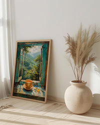 Darjeeling Window Art Print, Tea Garden Decor - Masala Chai Landscape