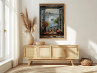 Varanasi Window Wall Art, Ganges River Decor - Spiritual Sunset Print