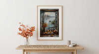 Varanasi Window Wall Art, Ganges River Decor - Spiritual Sunset Print