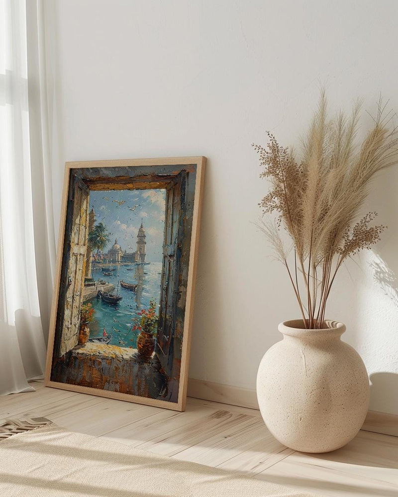 Mumbai Window Poster, Rainy City Wall Decor - Gateway of India Art