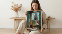 India Temple Art Print, Spiritual Window Decor - Colorful Gopuram Poster