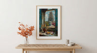 India Temple Art Print, Spiritual Window Decor - Colorful Gopuram Poster