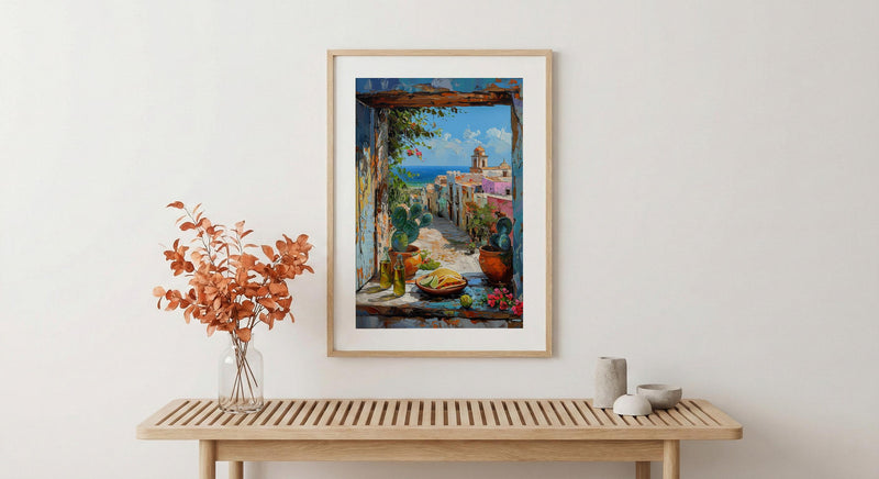 Mexico Window Art Print, Mexican Food Decor - Tacos Fake Window