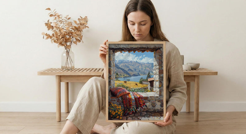 Peru Window Poster, Cusco Mountain Decor - Llama Andes Landscape