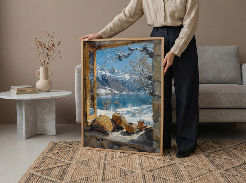 Chile Window Wall Art, Patagonia Cabin Decor - Snowy Mountain Mate Tea